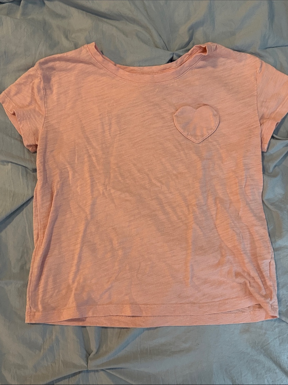 Girls Pink Short Sleeve Tee with Heart Pocket